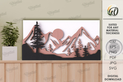 Nature wall decor Laser Cut. Mountains SVG Product Image 1