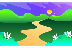 Beautiful Landscape Illustration in Colorful Gradient Style Product Image 1
