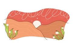 Hand Drawn Minimalist Desert Landscape Illustration Product Image 1