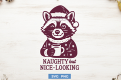 Naughty but Nice-Looking SVG, Funny Christmas Raccoon PNG Product Image 1
