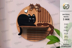 Naughty Cat on shelf Round Sign Laser Cut. Wall Decor SVG Product Image 1