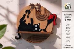 Naughty Cats on shelves Round Signs Bundle Laser Cut Product Image 8