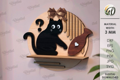 Naughty Cat on shelf Round Sign Laser Cut. Wall Decor SVG Product Image 1