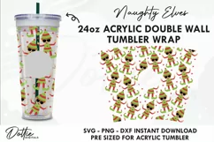 Festive Naughty Elves Starbucks 24oz Acrylic Tumbler Cup Product Image 1