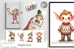 Digital Paper Watercolor Naughty Elves Product Image 1