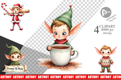 Clipart Watercolor Naughty Elves Product Image 1