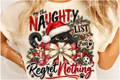 Naughty List Christmas Cat PNG, Christmas Sublimation Product Image 2