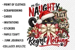 Naughty List Christmas Cat PNG, Christmas Sublimation Product Image 3
