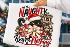 Naughty List Christmas Cat PNG, Christmas Sublimation Product Image 4