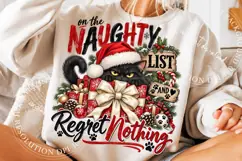 Naughty List Christmas Cat PNG, Christmas Sublimation Product Image 5