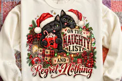 Naughty List Christmas Cat PNG Design Product Image 1