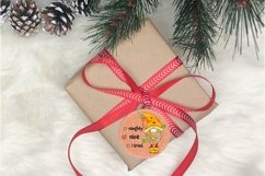 Christmas Gnome Ornament | Naughty or Nice | Round Gift Tag Product Image 2