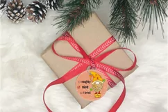 Christmas Gnome Ornament | Naughty or Nice | Round Gift Tag Product Image 2