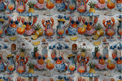Nautical Lobster Seamless Pattern Whimsical Coastal Print Product Image 5