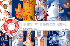 Nautical set of watercolor pattern, summer Product Image 1
