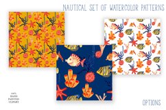 Nautical set of watercolor pattern, summer Product Image 5