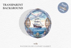 Nautical Window Clipart PNG Sea View Scrapbooking Nursery Art Watercolor Transparent wedding invitation shirt designs sublimation printable bloom architecture watercolor victorian, Nautical Window sea view clipart, sublimation nursery, ocean ship scrapboo