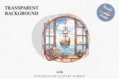 Nautical Window Clipart PNG Sea View Scrapbooking Nursery Art Watercolor Transparent wedding invitation shirt designs sublimation printable bloom architecture watercolor victorian, Nautical Window sea view clipart, sublimation nursery, ocean ship scrapboo