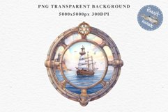 Nautical Window Clipart PNG Sea View Scrapbooking Nursery Art Watercolor Transparent wedding invitation shirt designs sublimation printable bloom architecture