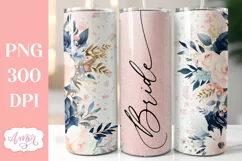 Navy and blush floral bride Tumbler Wrap, wedding PNG Product Image 1