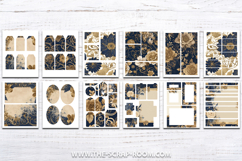 junk journal kit printable navy blue and gold stickers ppr Product Image 2