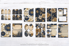 junk journal kit printable navy blue and gold stickers ppr Product Image 5