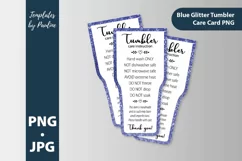 Navy blue glitter tumbler care instruction card