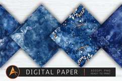 Navy Blue Watercolor Princess Digital Paper Product Image 1