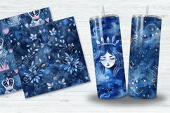 Navy Blue Watercolor Princess Digital Paper Bundle Product Image 3