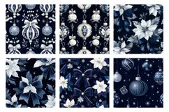 Navy Velvet Christmas Bows Digital Paper| Luxury Holiday Png Product Image 2