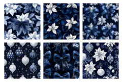 Navy Velvet Christmas Bows Digital Paper| Luxury Holiday Png Product Image 3