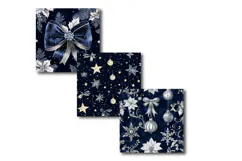Navy Velvet Christmas Bows Digital Paper| Luxury Holiday Png Product Image 4