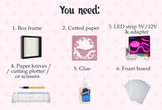 3D Dinosaur Animal Lightbox Shadow box SVG Papercut template Product Image 3