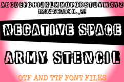 Negative Space Army Stencil Lettering ABC Font Typeface Alphabet OTF 