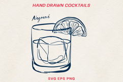 Hand Drawn Cocktail Line Art SVG | Vintage Drink PNG Product Image 1