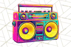 Neon 80s Clipart PNG, Retro Sticker Art & Sayings Product Image 5
