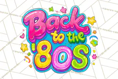 Neon 80s Clipart PNG, Retro Sticker Art & Sayings Product Image 2