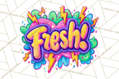 Neon 80s Clipart PNG, Retro Sticker Art &amp; Sayings Product Image 4