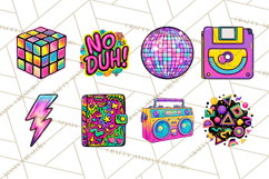 Neon 80s Clipart PNG, Retro Sticker Art &amp; Sayings Product Image 4