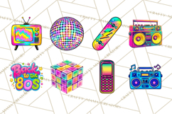 Neon 80s Clipart PNG, Retro Sticker Art &amp; Sayings Product Image 7