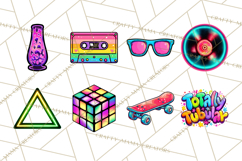 Neon 80s Clipart PNG, Retro Sticker Art &amp; Sayings Product Image 8