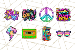 Neon 80s Clipart PNG, Retro Sticker Art &amp; Sayings Product Image 2