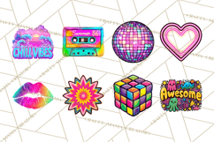 Neon 80s Clipart PNG, Retro Sticker Art &amp; Sayings Product Image 5