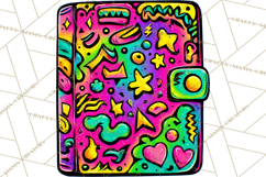 Neon 80s Clipart PNG, Retro Sticker Art &amp; Sayings Product Image 3