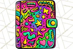 Neon 80s Clipart PNG, Retro Sticker Art & Sayings Product Image 3