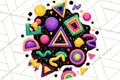 Neon 80s Clipart PNG, Retro Sticker Art & Sayings Product Image 5