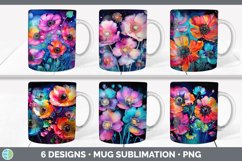 Bundle of six Alcohol Ink Anemones Mug Wrap designs.