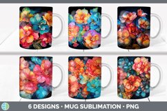 Bundle of six Alcohol Ink Begonias Mug Wrap designs.