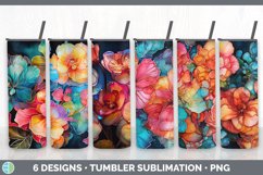 Bundle of six Alcohol Ink Begonias Tumbler designs.