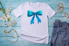 neon blue bow, glowing coquette bow, vibrant bow design, blue glow clipart, digital bow design, neon glow design, glowing bow art, vibrant neon blue, coquette bow art, blue sublimation design